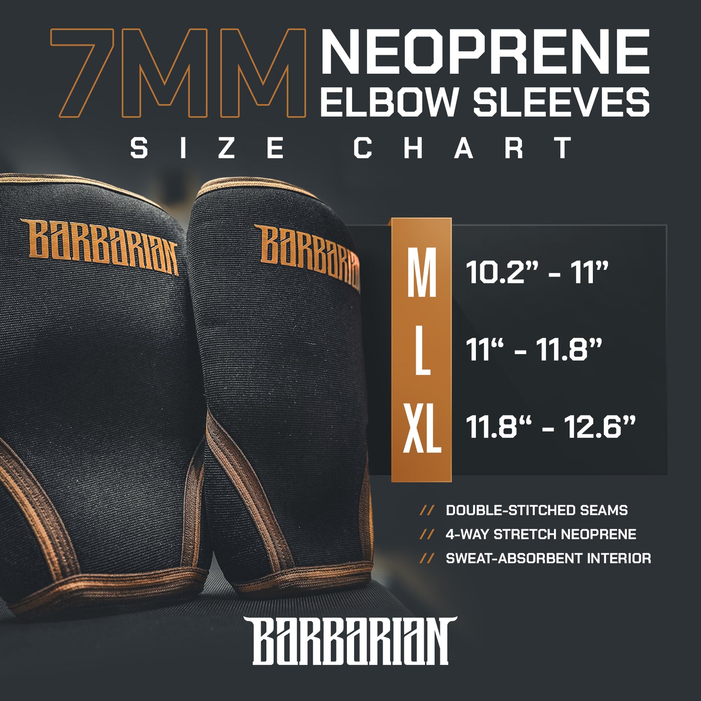 Barbarian 7mm Neoprene Elbow Sleeves