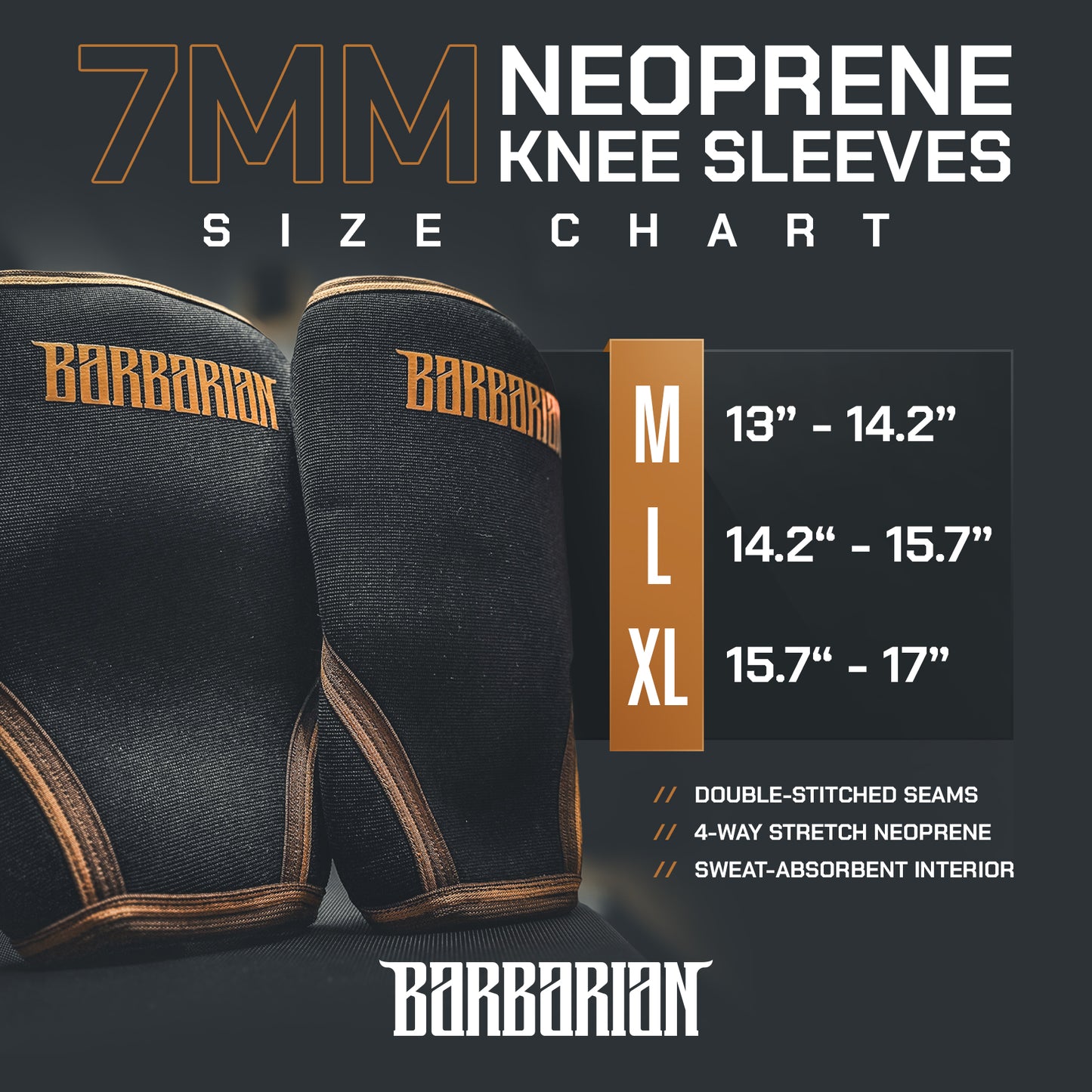 Barbarian 7mm Neoprene Knee Sleeves