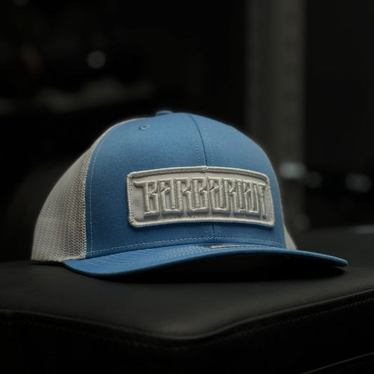 Trucker Hat [Carolina Blue/White] – White Embroidered Patch