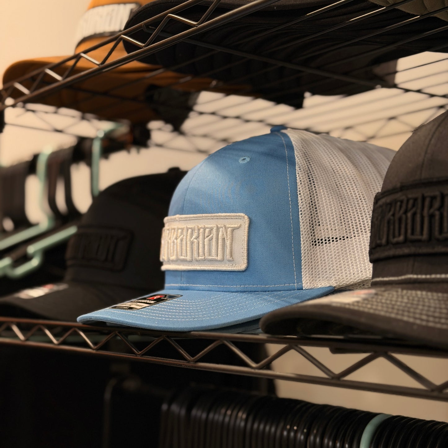 Trucker Hat [Carolina Blue/White] – White Embroidered Patch