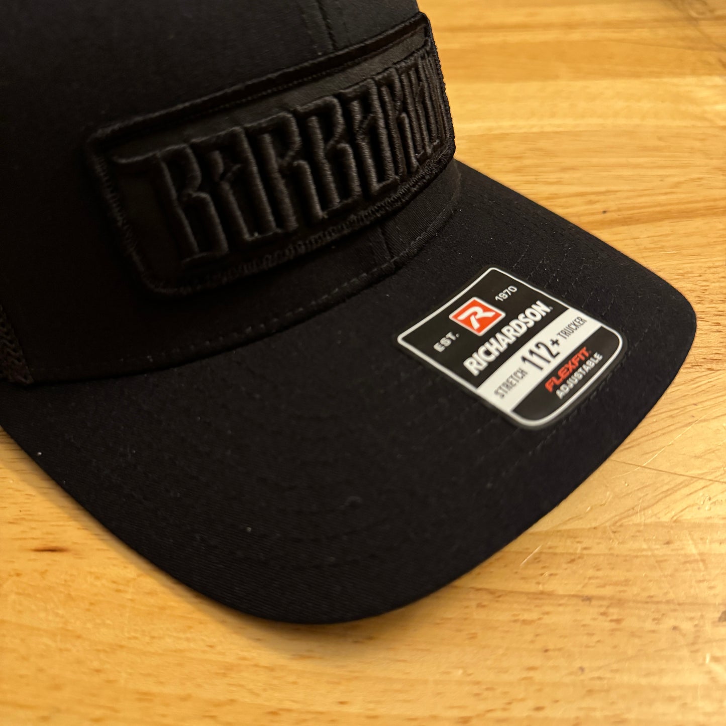 ⬛️ Midnight Edition ⬛️ Richardson 112+ R-Flex Trucker Hat [Black/Black] – Embroidered Patch