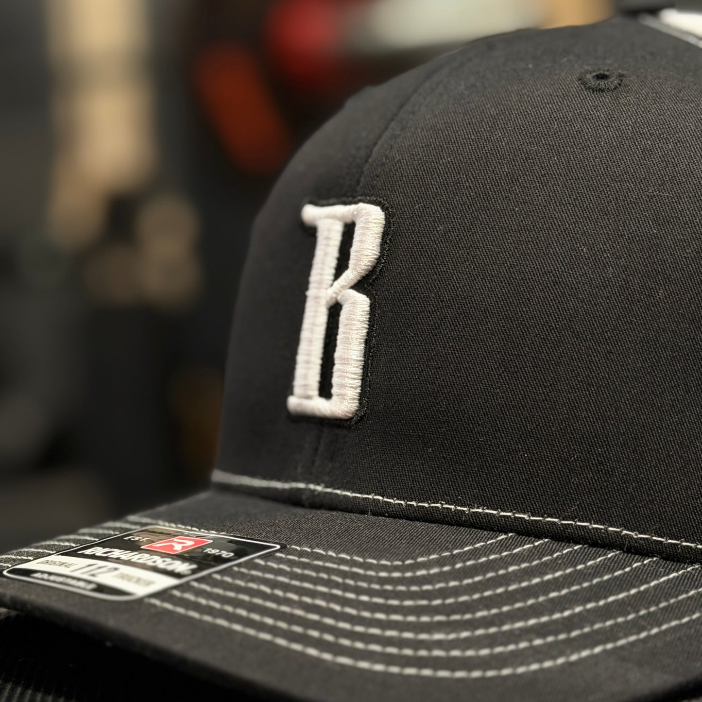 Barbarian "B" Trucker Hat [Richardson 112] – Black/White / White B