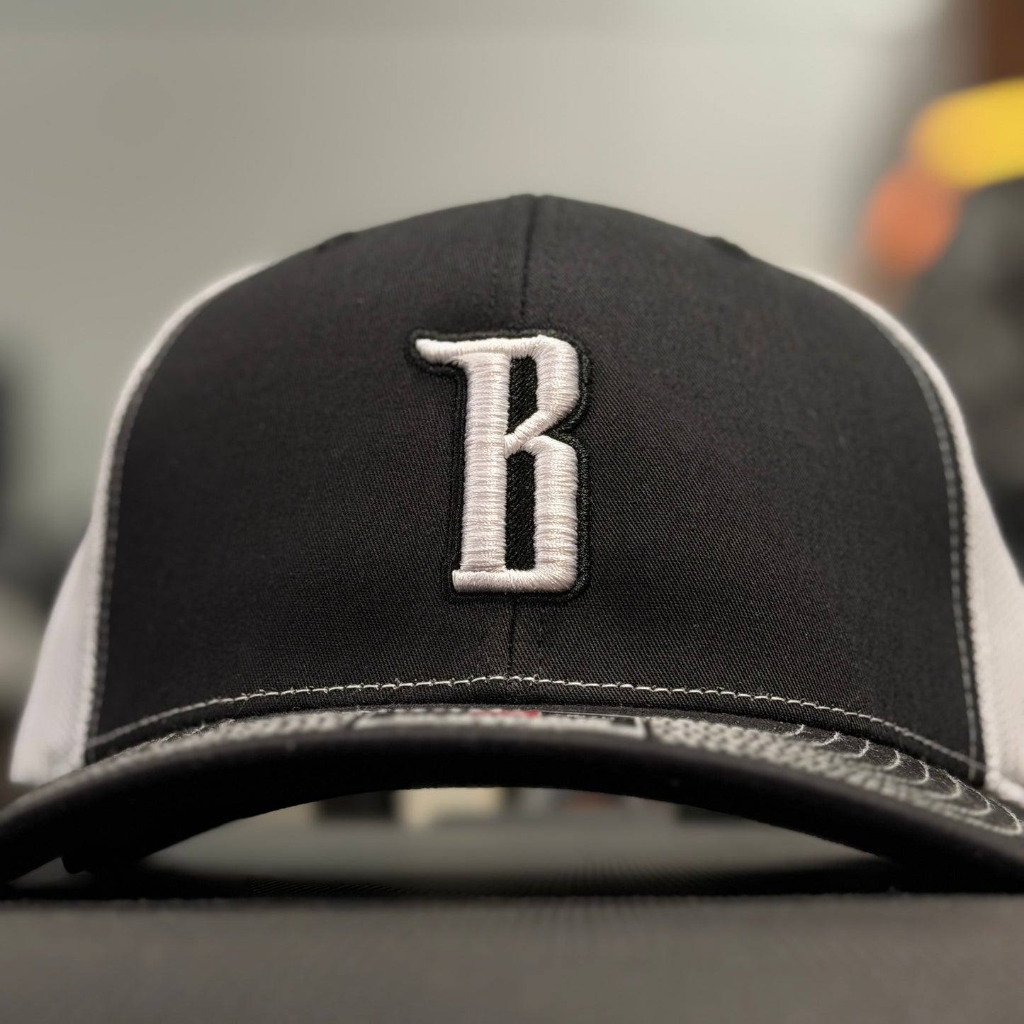 Barbarian "B" Trucker Hat [Richardson 112] – Black/White / White B