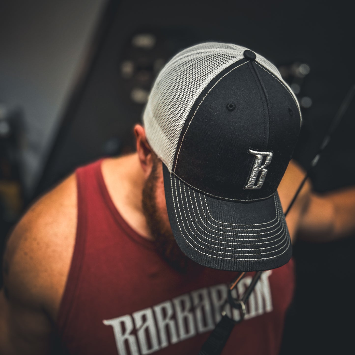 Barbarian "B" Trucker Hat [Richardson 112] – Black/White / White B