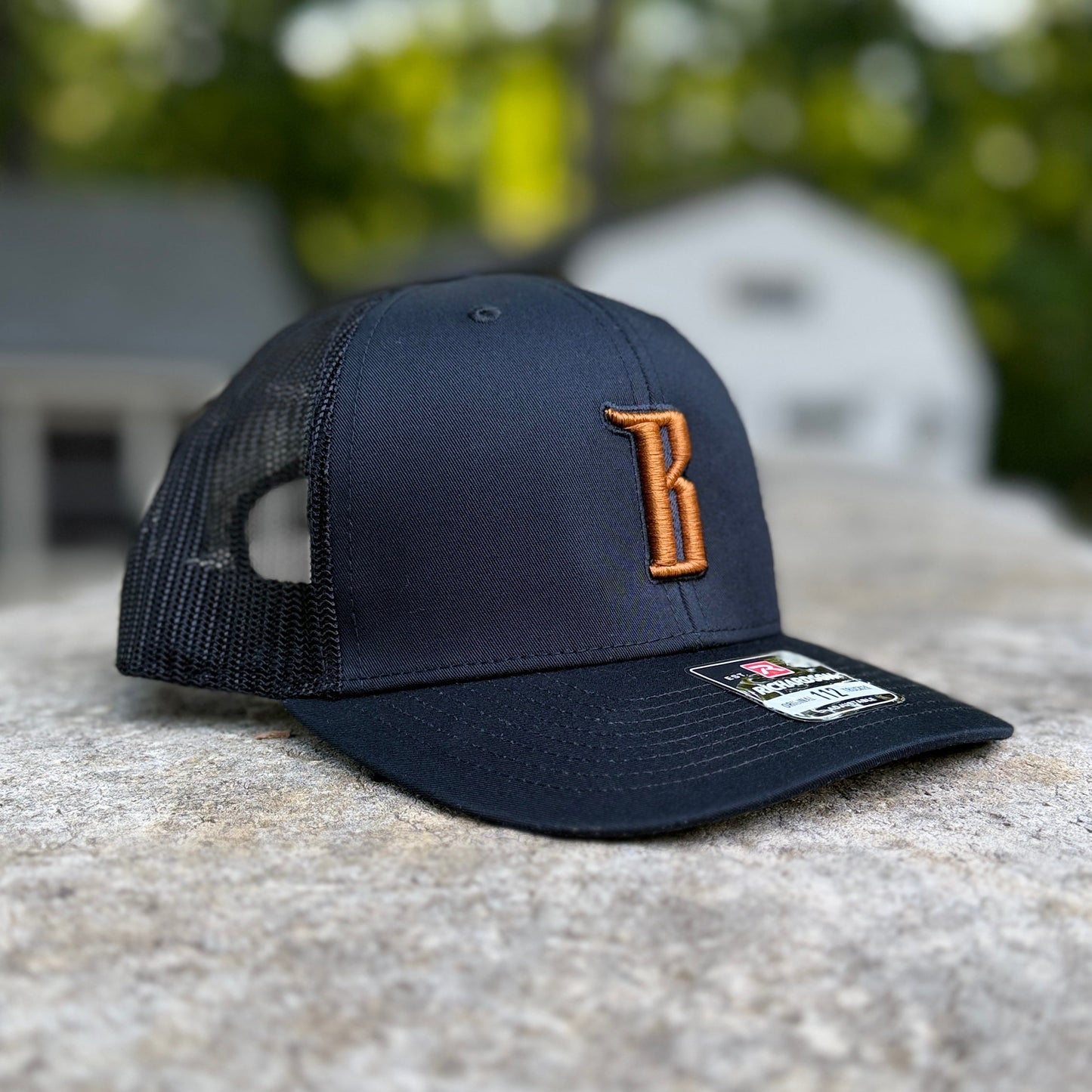 Barbarian "B" Trucker Hat [Richardson 112] – Black / Copper