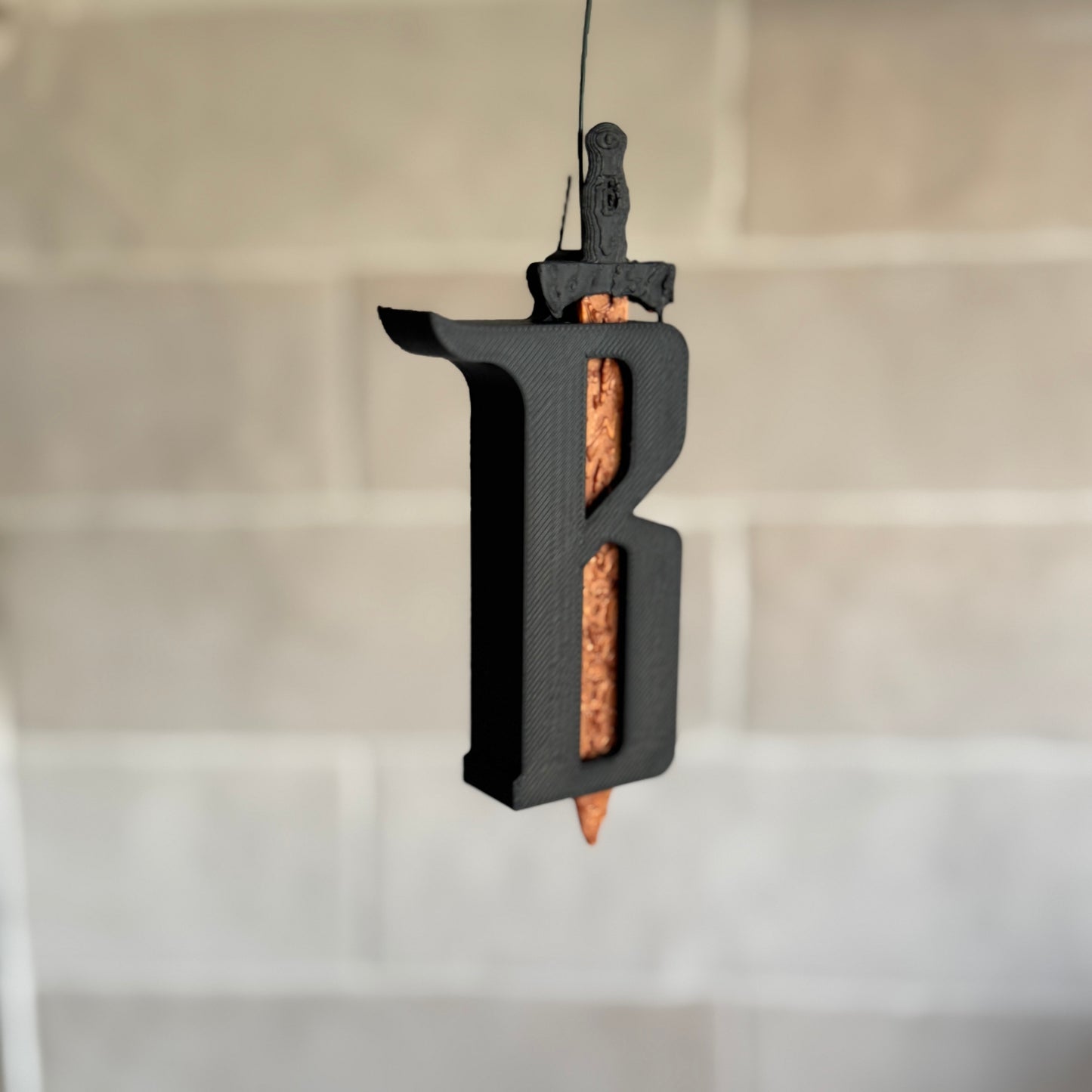 Barbarian "B" + Sword Christmas Ornament