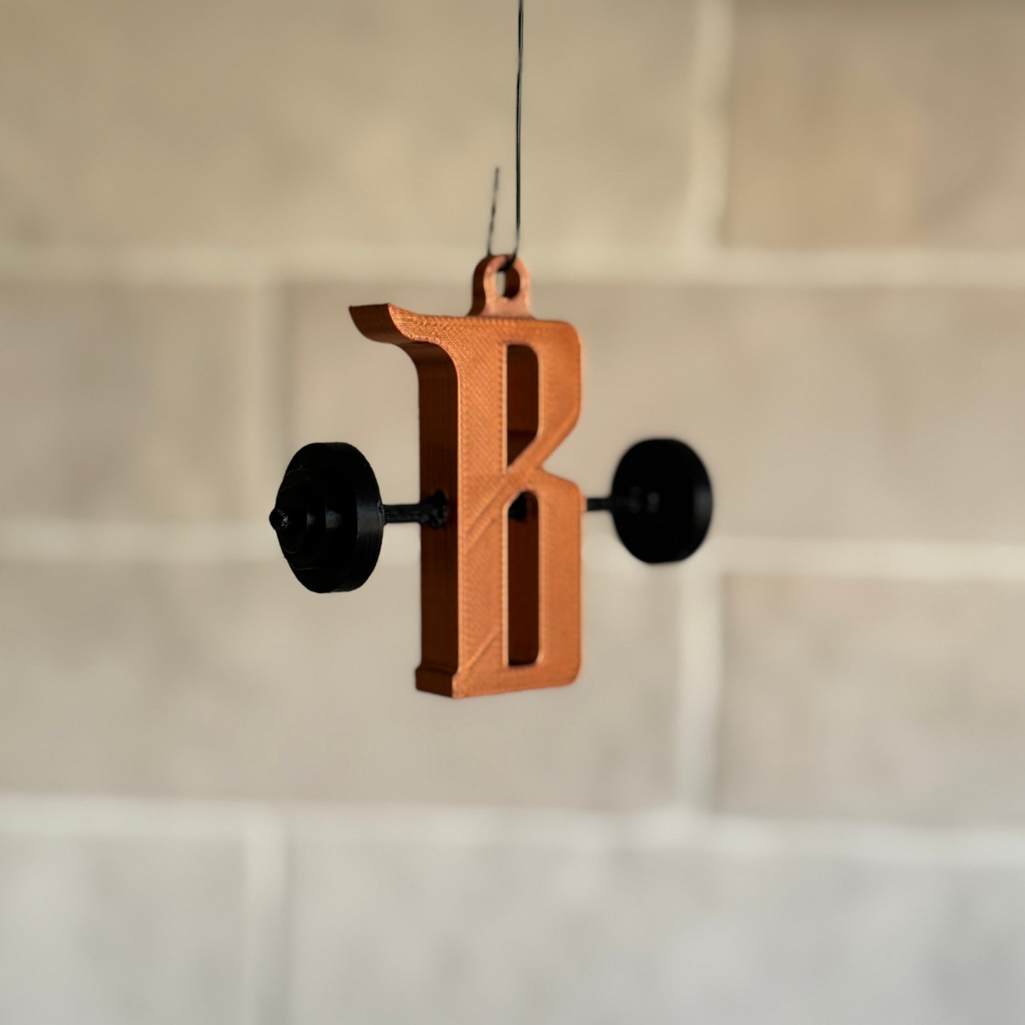 Barbarian "B" + Barbell Christmas Ornament