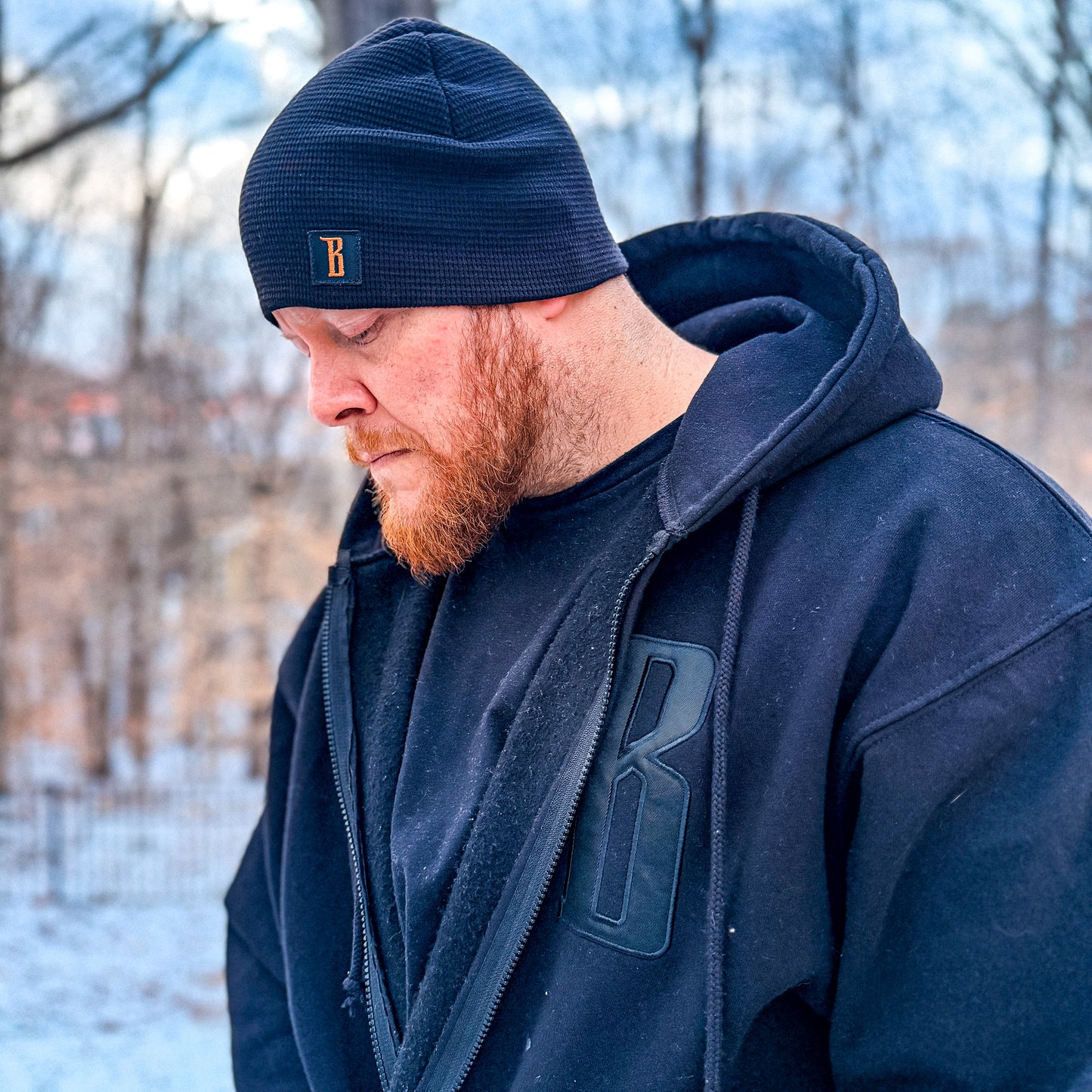 🇺🇸 American-Made Waffle Knit Skull Cap  [Black]
