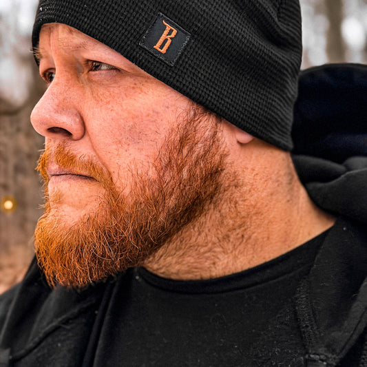 🇺🇸 American-Made Waffle Knit Skull Cap  [Black]