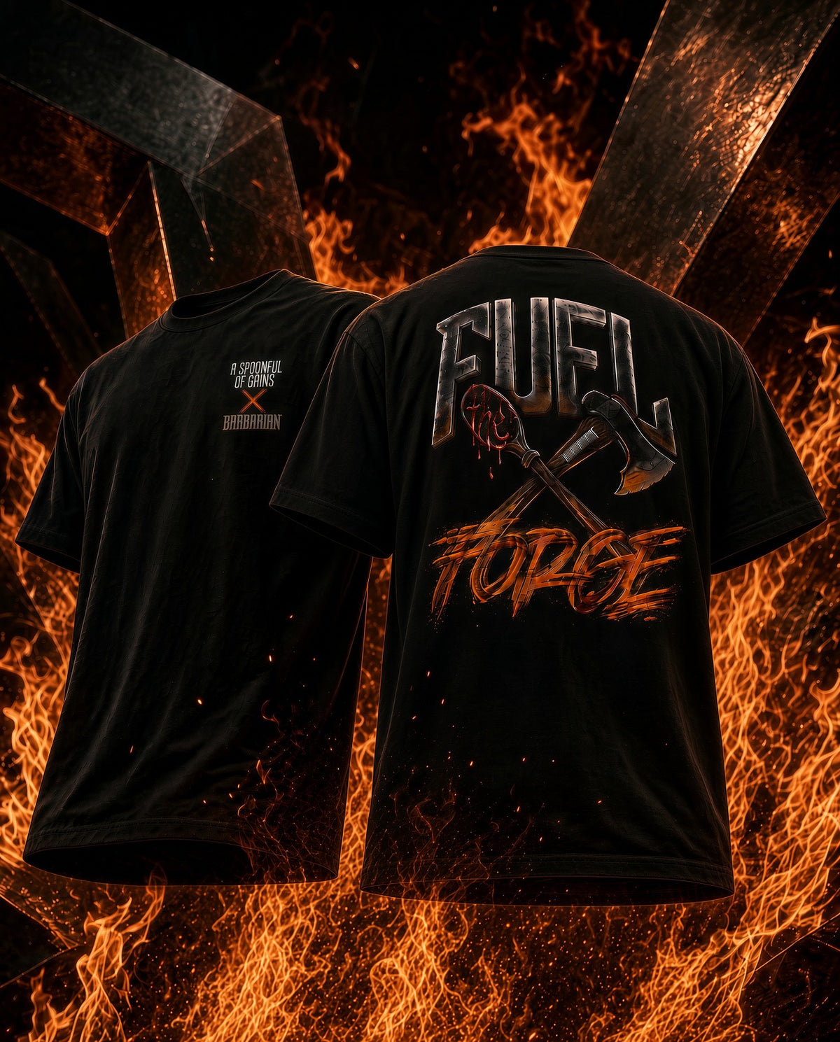 "Fuel the Forge" Pump Cover - A Spoonful of Gains x BARBARIAN Collab Tee