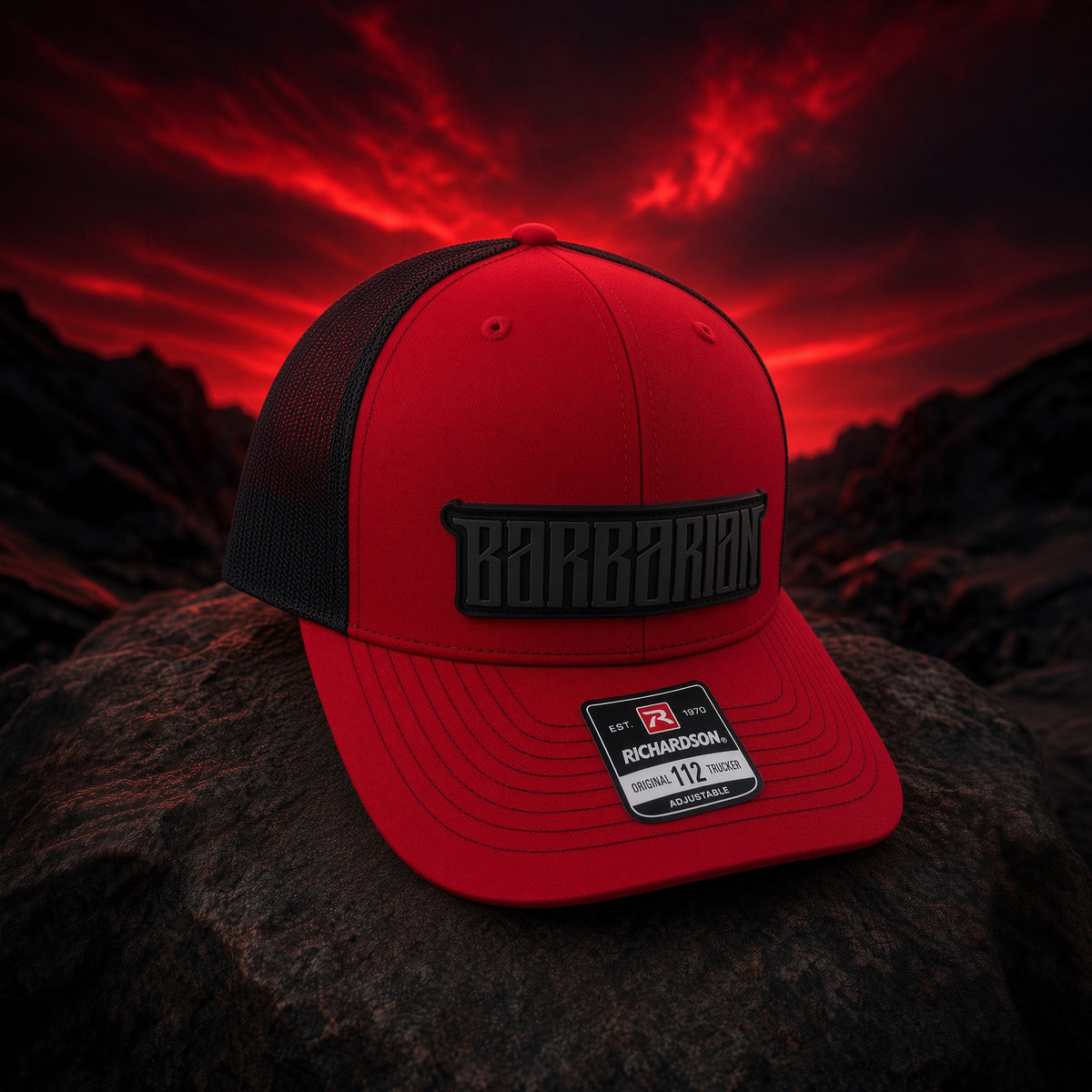 Trucker Hat [Richardson 112] – Red/Black with PVC Patch