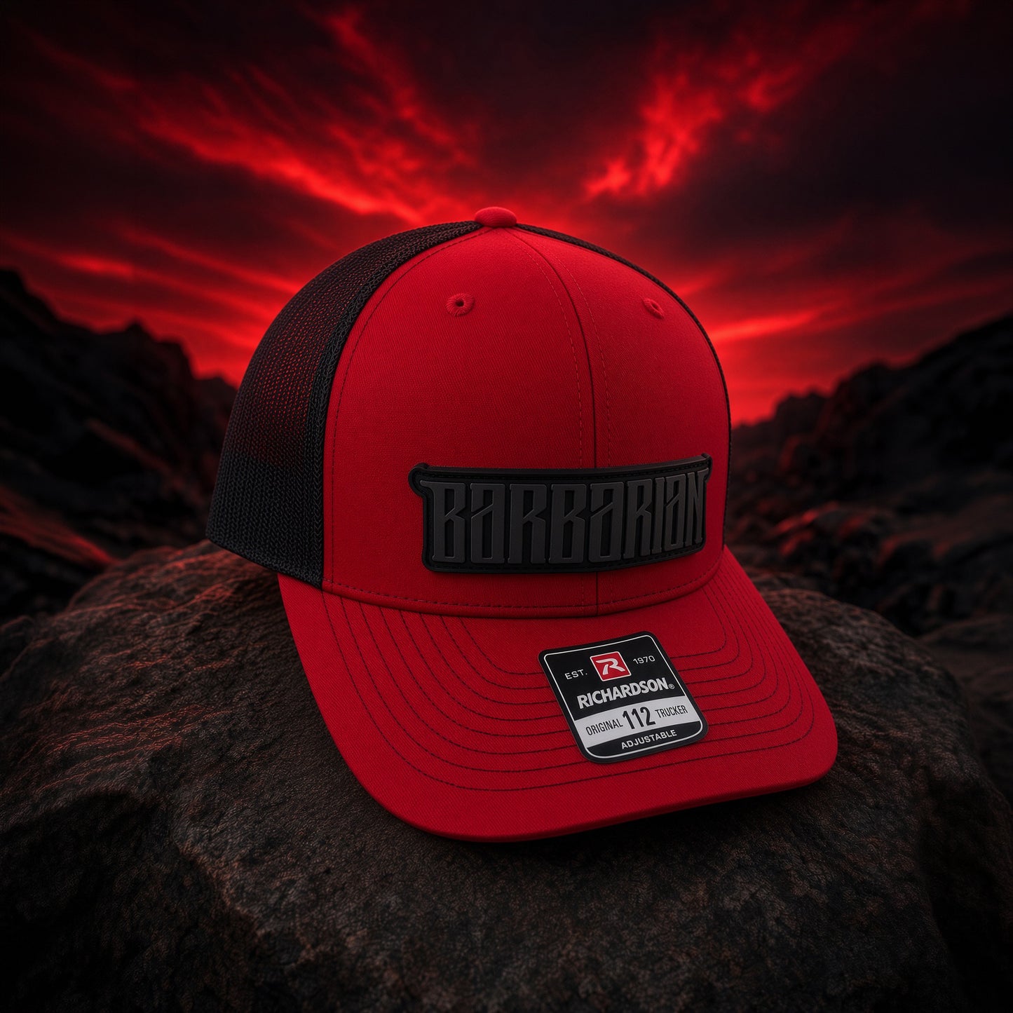 Trucker Hat [Richardson 112] – Red/Black with PVC Patch