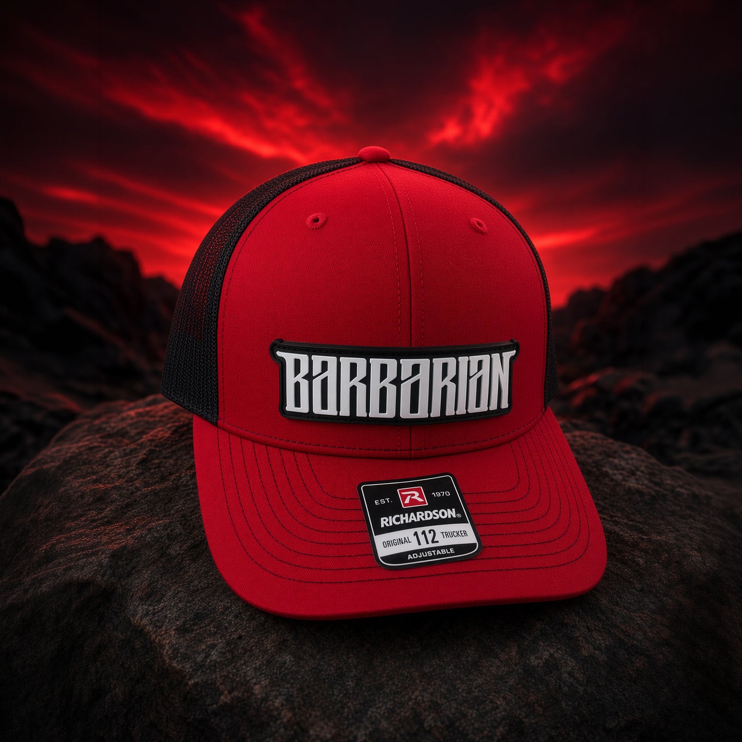 Trucker Hat [Richardson 112] – Red/Black with PVC Patch