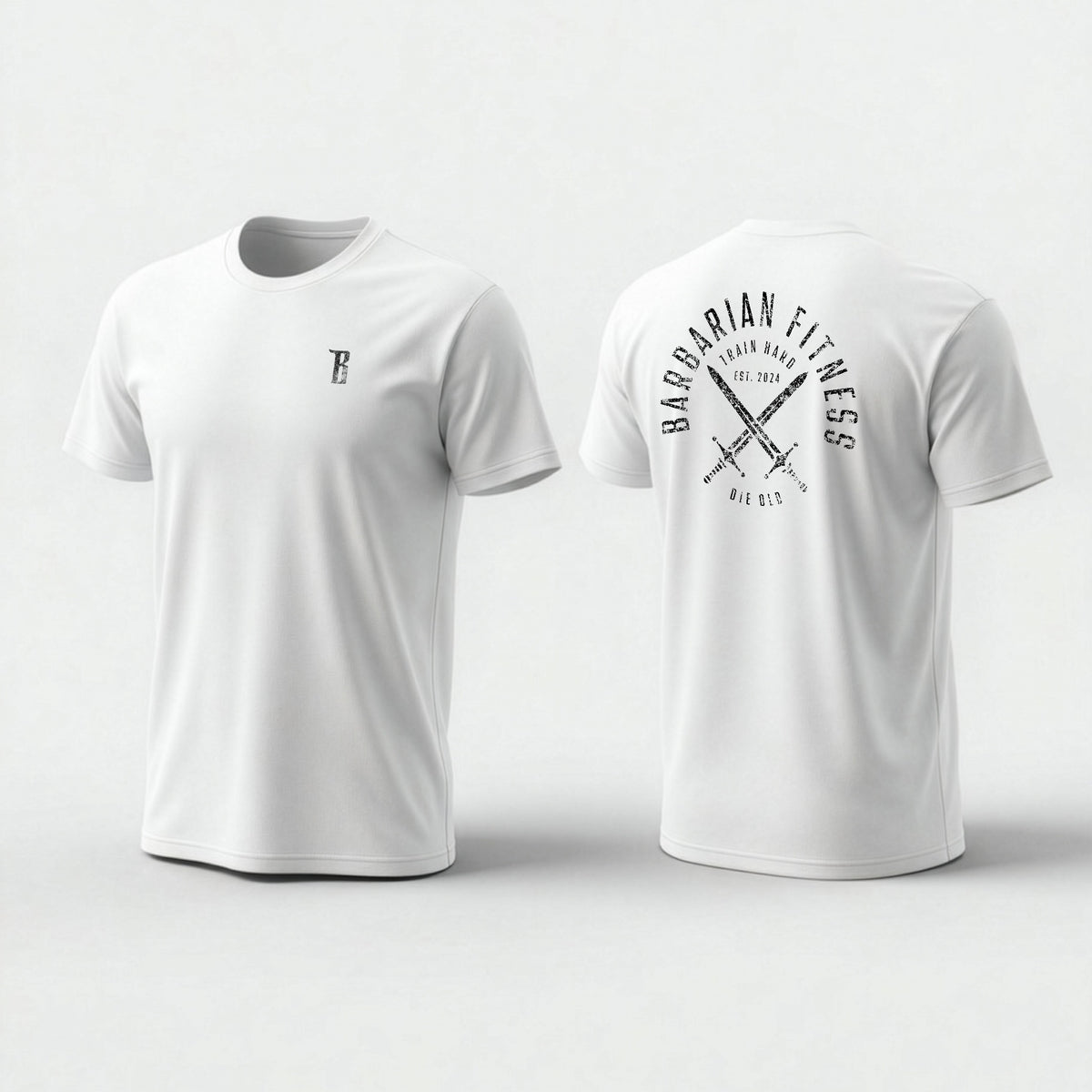Iron Sharpens Iron tee, White w/ Black Print, front and back